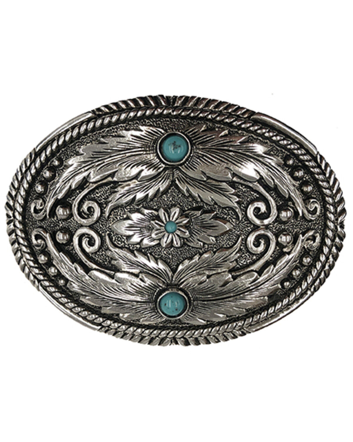 Image #1 - Cody James Men's Fancy Feathers Turquoise Buckle, Silver, hi-res