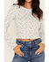 Image #3 - Originality Women's Floral Print Long Sleeve Cropped Tee, White, hi-res