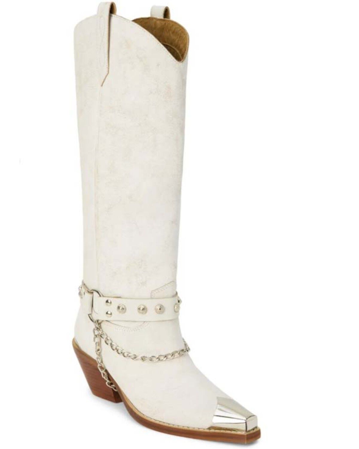 Image #1 - Matisse Women's Brazen Distressed Tall Western Boots - Snip Toe, White, hi-res