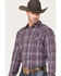 Image #2 - Cody James Men's Mountaintop Large Plaid Print Pearl Snap Western Flannel Shirt , Purple, hi-res