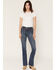 Image #1 - Idyllwind Women's Legend High Rise Eastview Bootstitch Yoke Flare Stretch Denim Jeans, Medium Dark Wash, hi-res