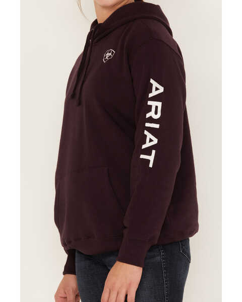 Image #3 - Ariat Women's Boot Barn Exclusive Embroidered Logo Hoodie, Brown, hi-res