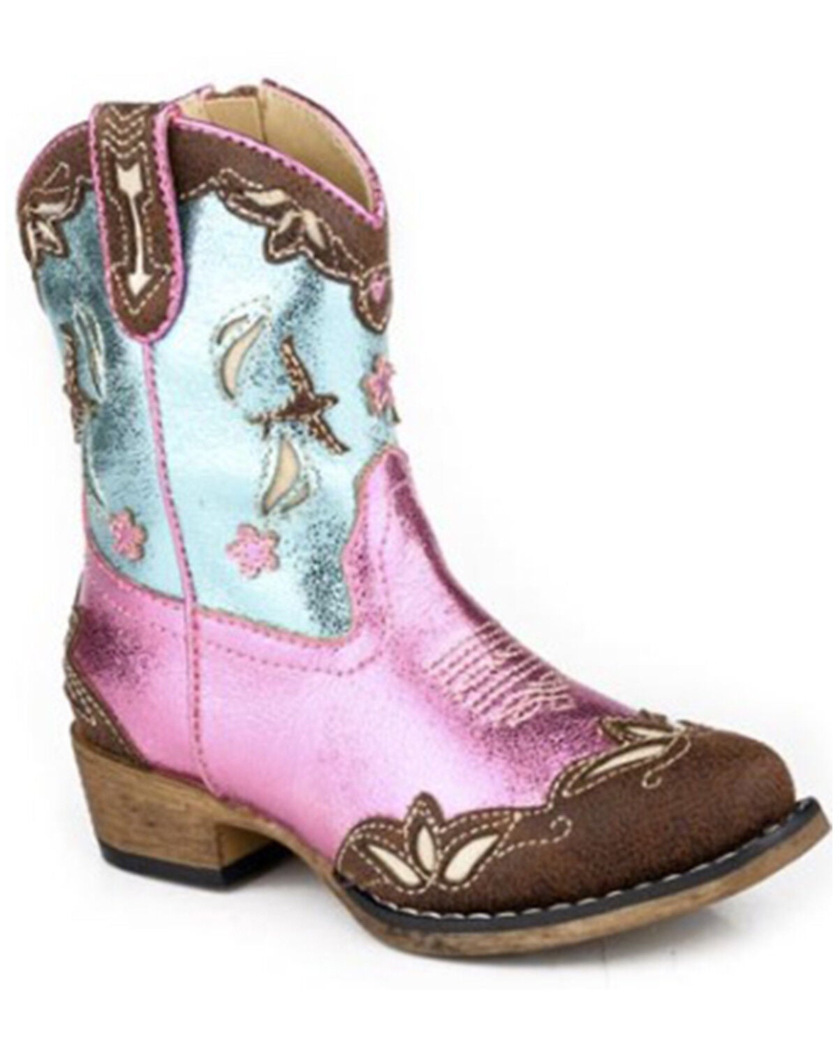 Image #1 - Roper Toddler Girls' Birdie Western Boots - Snip Toe, Brown, hi-res
