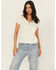 Image #1 - Shyanne Women's Studded Rib Knit V-Neck Top, Cream, hi-res
