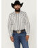 Image #1 - Moonshine Spirit Men's Manhattan Floral Striped Long Sleeve Snap Western Shirt, White, hi-res