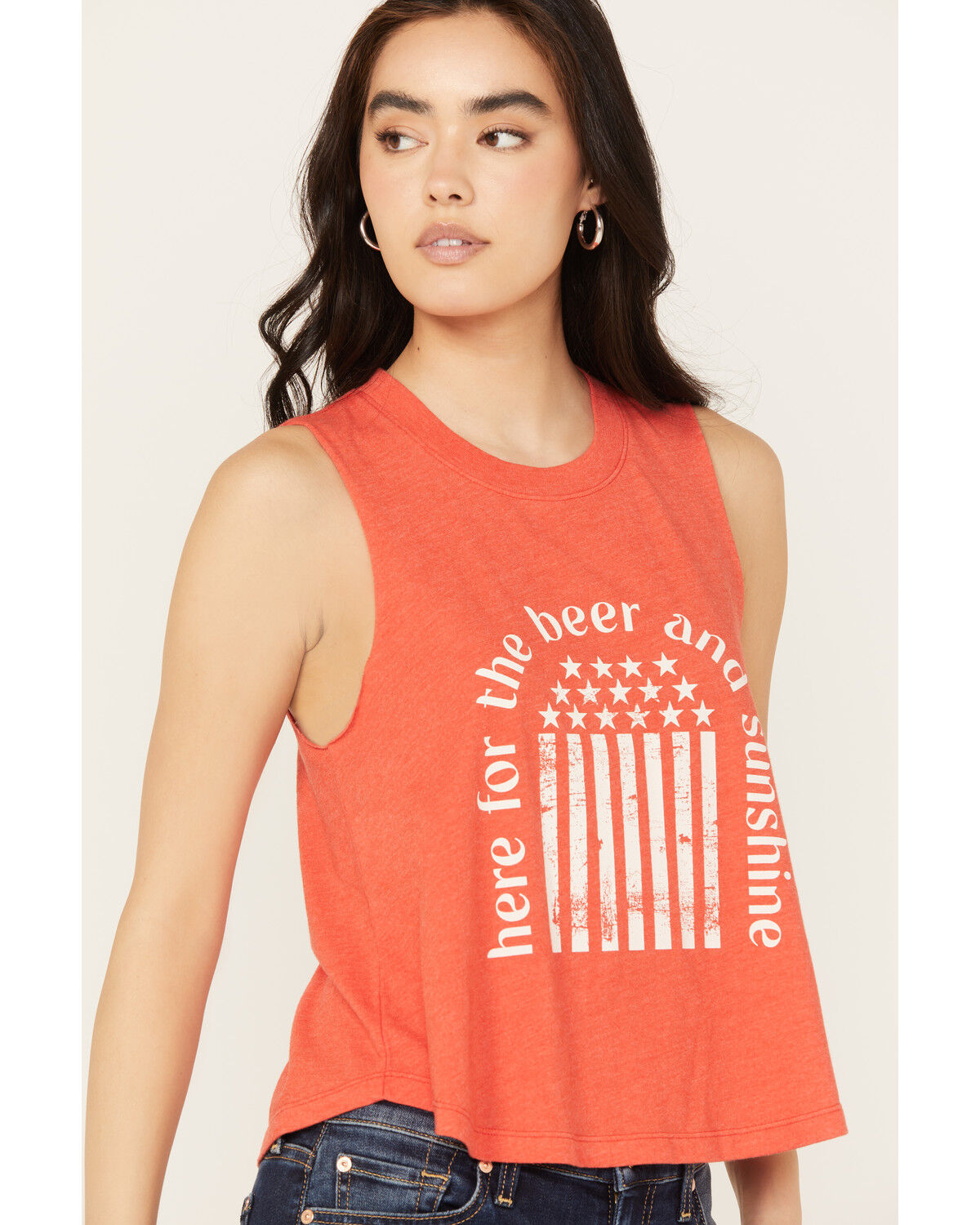 Image #2 - White Crow Women's Here For The Beer Graphic Tank, Red, hi-res