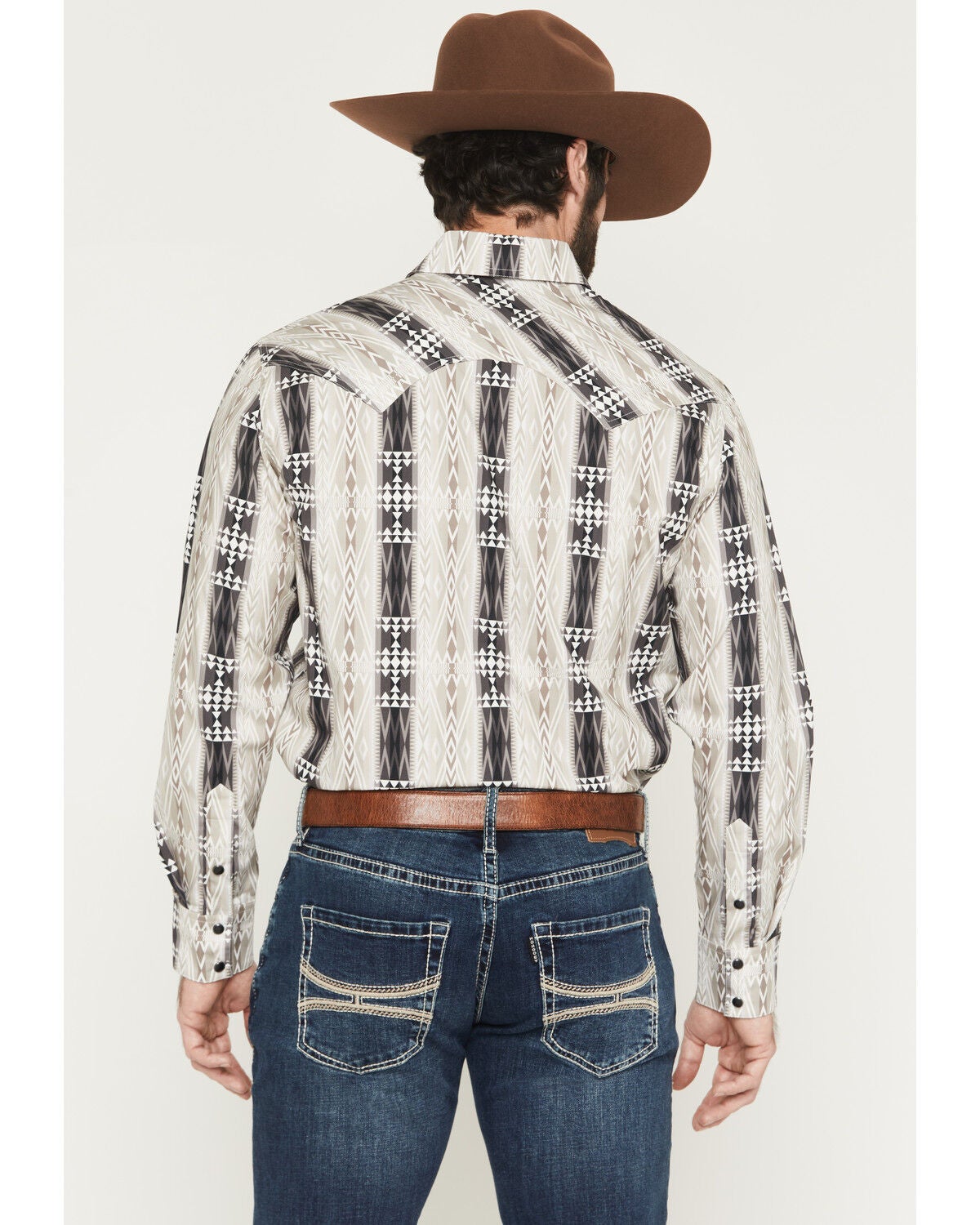 Image #4 - Rock & Roll Denim Men's Southwestern Stripe Print Long Sleeve Snap Stretch Western Shirt, Black, hi-res