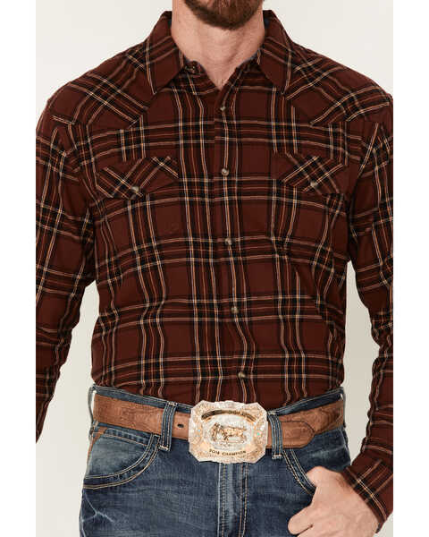 Image #3 - Cody James Men's Rusty Spur Plaid Print Long Sleeve Snap Western Flannel Shirt - Big & Tall, Rust Copper, hi-res
