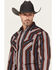 Image #2 - Ely Walker Men's Striped Long Sleeve Pearl Snap Western Shirt, Burgundy, hi-res