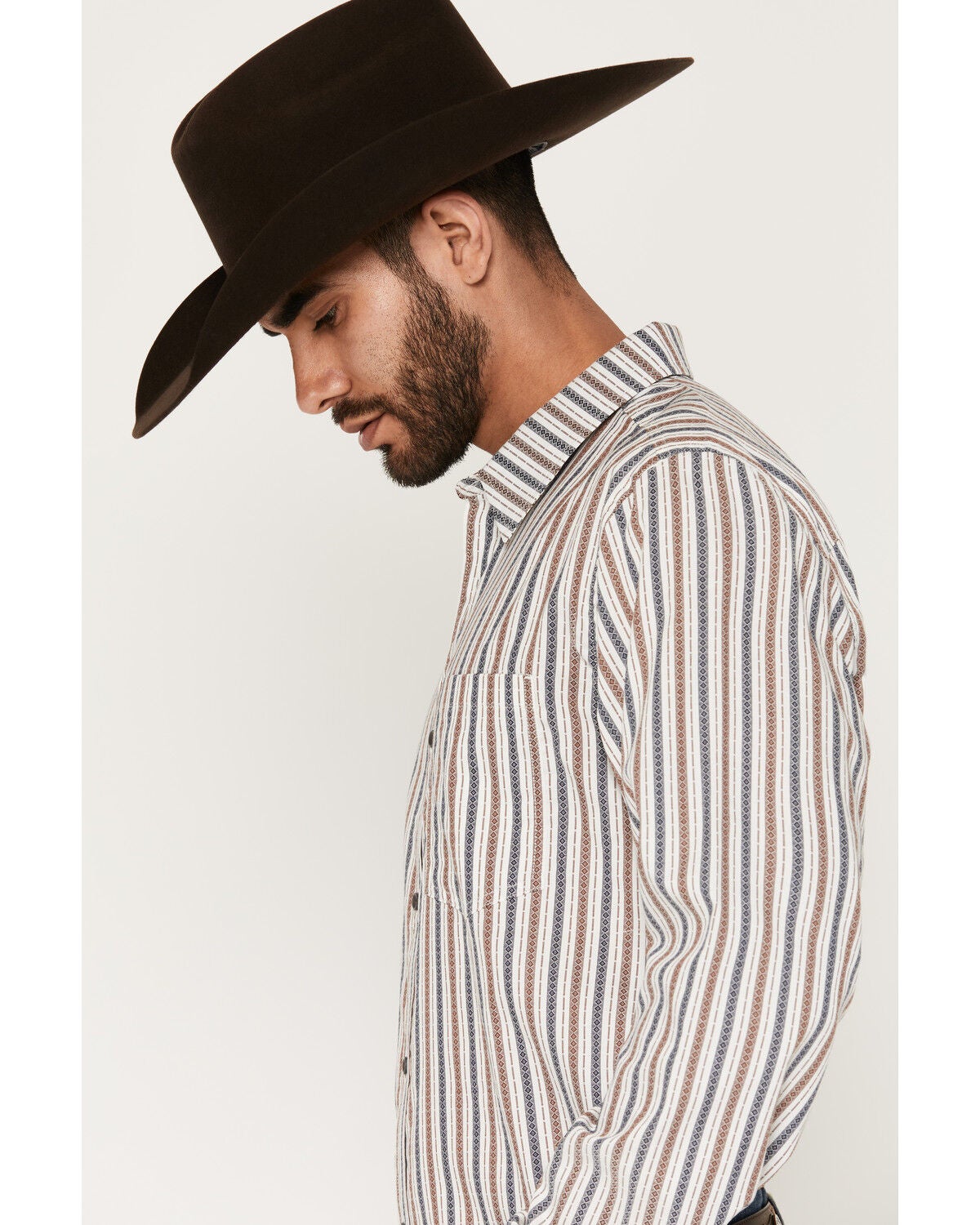 Image #2 - Gibson Trading Co Men's Stonestripe Vertical Striped Print Long Sleeve Button-Down Western Shirt, Natural, hi-res