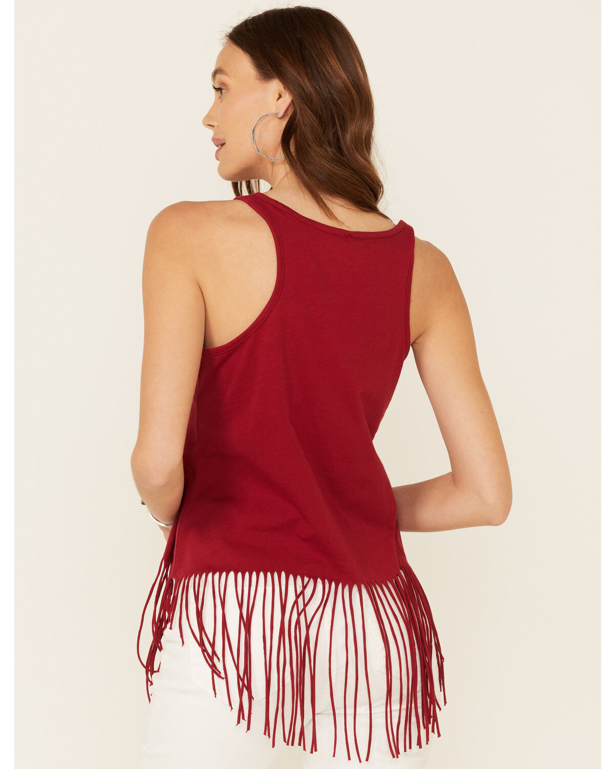 Image #4 - Shyanne Women's America The Beautiful Graphic Fringe Tank Top, Red, hi-res
