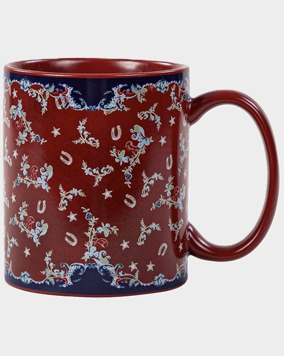HiEnd Accents Patchwork Bandana Red Horseshoes Mug Set - 4 Piece, Multi, hi-res