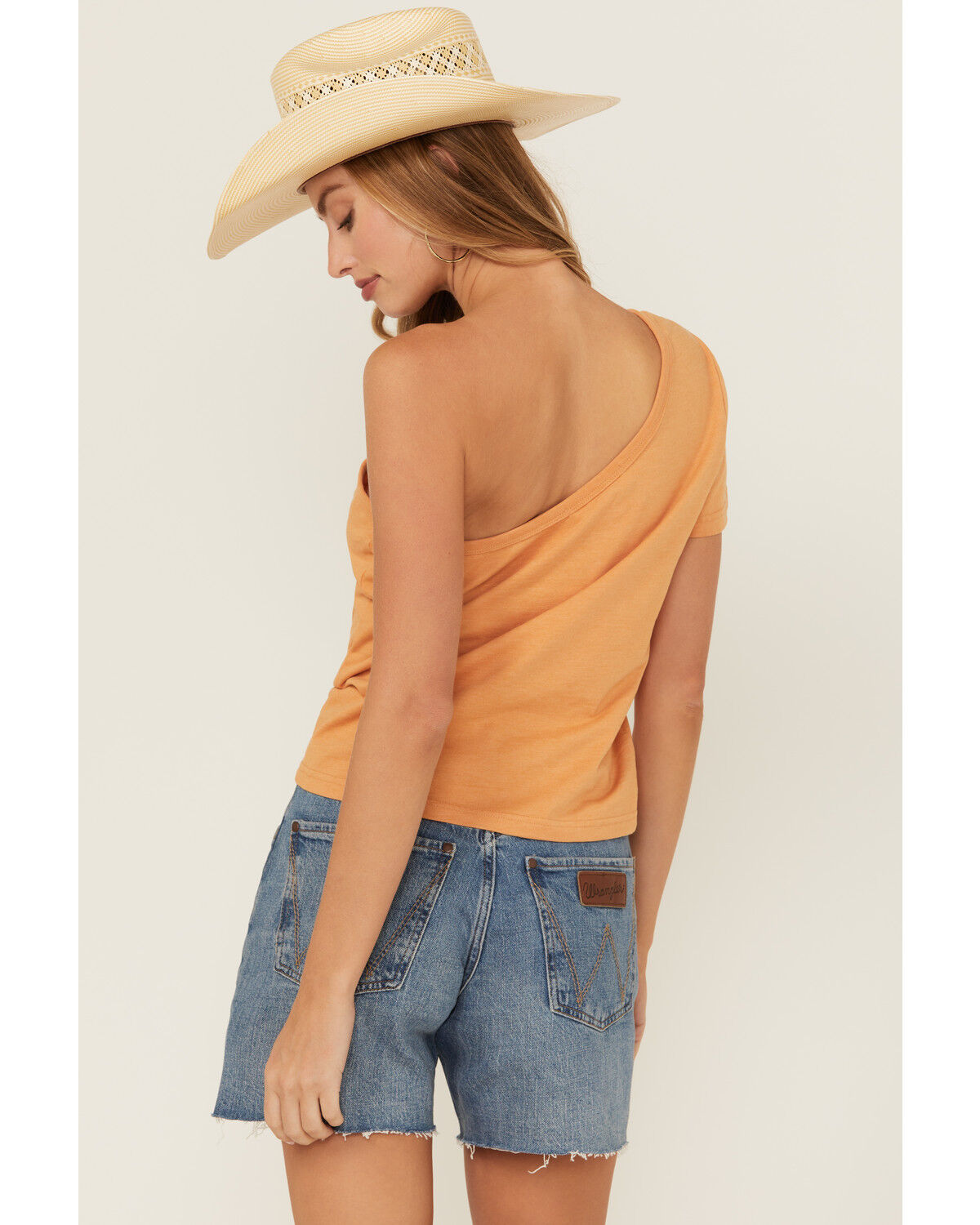 Image #4 - Youth in Revolt Women's Whiskery One Shoulder Tee, Mustard, hi-res