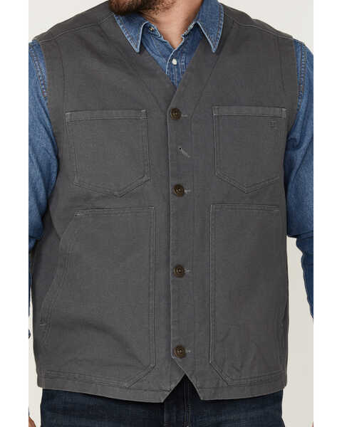 Image #4 - Blue Ranchwear Men's Solid Button-Down Duck Canvas Vest , Charcoal, hi-res