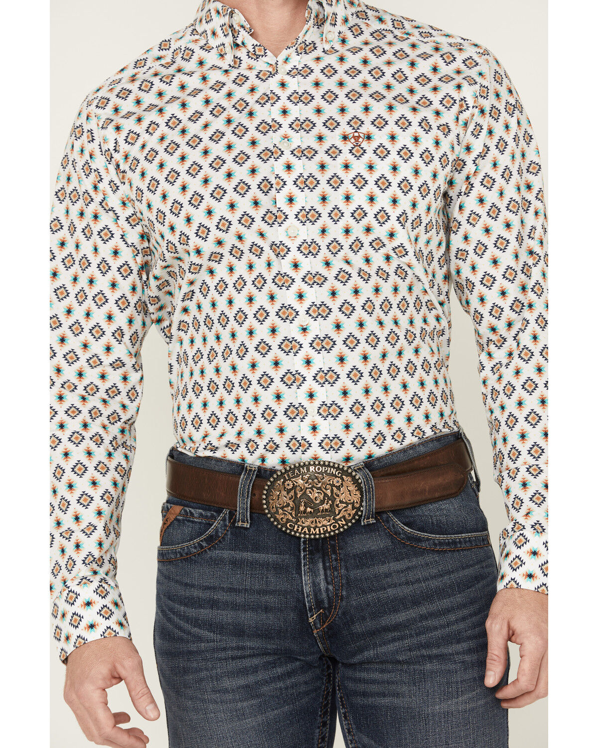 Image #3 - Ariat Men's Judas Geo Print Long Sleeve Button-Down Western Shirt, White, hi-res