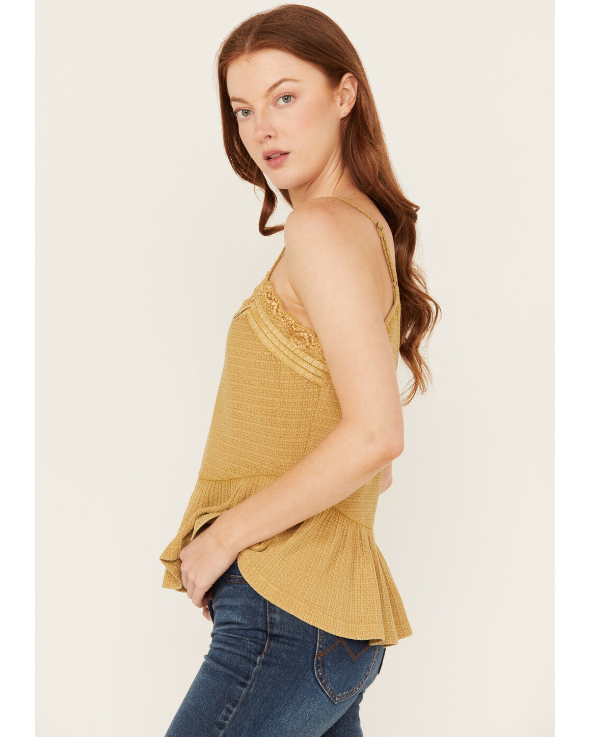 Image #2 - Cleo + Wolf Women's Drop Needle Rib Strappy Tank Top, Bronze, hi-res