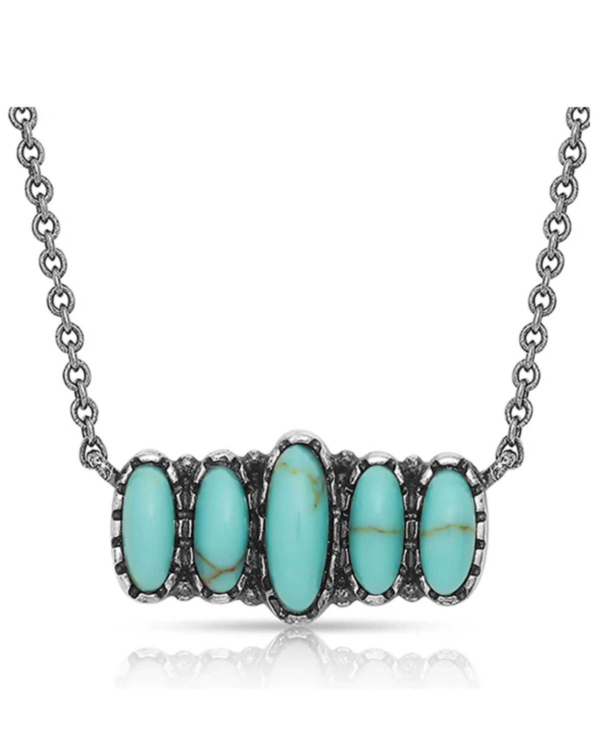 Image #1 - Montana Silversmiths Women's Turquoise Quint Bar Necklace, Silver, hi-res