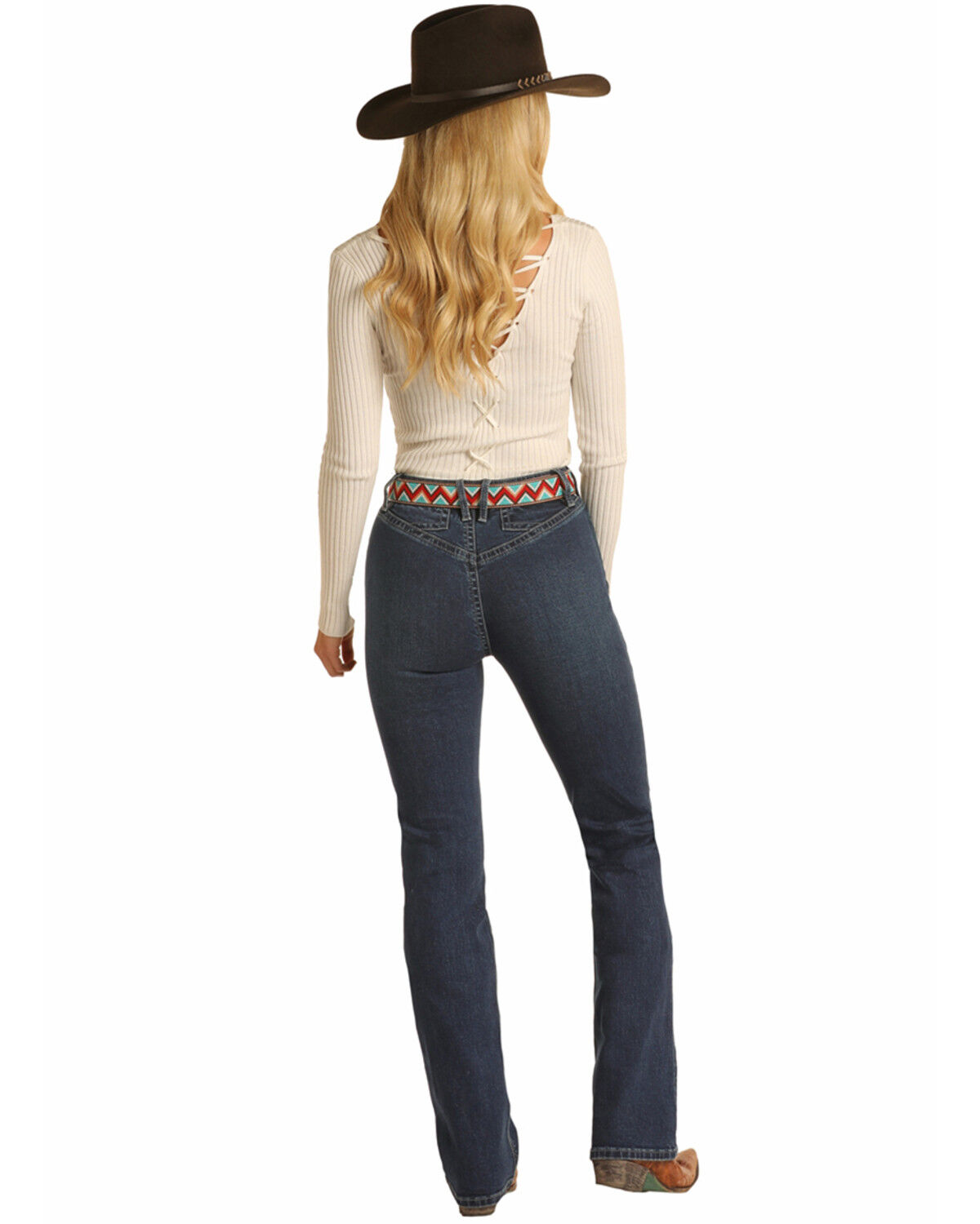 Image #3 - Rock & Roll Denim Women's Dark Wash High Rise Bootcut Denim Jeans, Dark Blue, hi-res