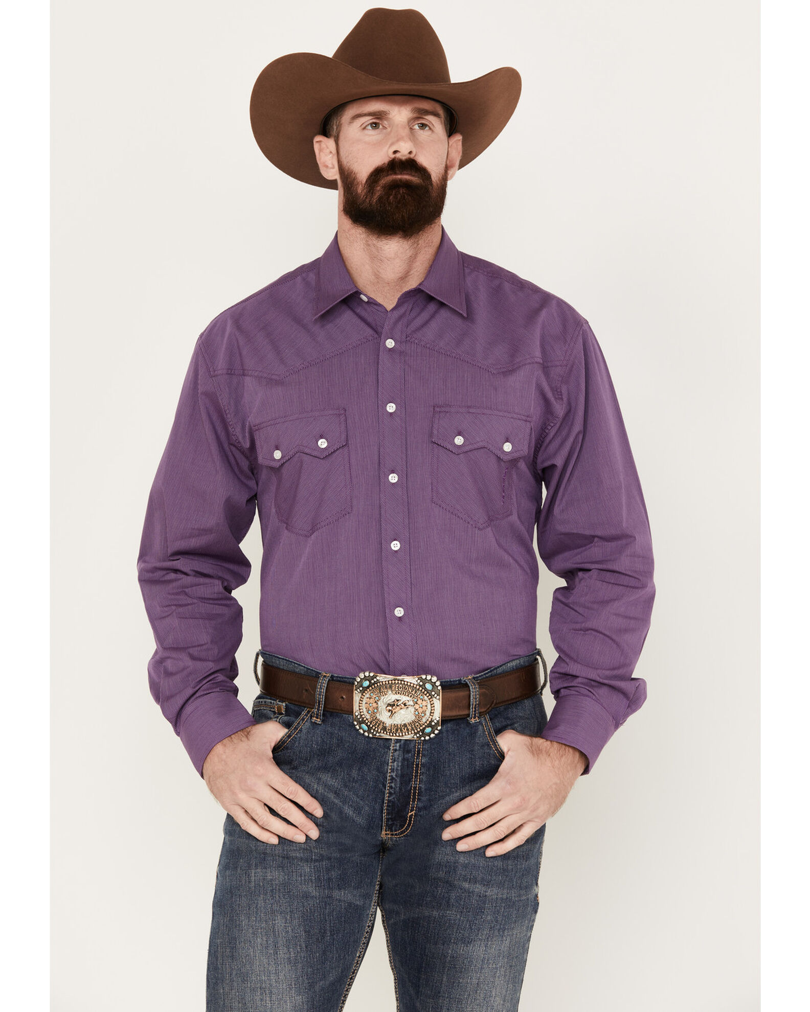 Mens purple clearance western shirt