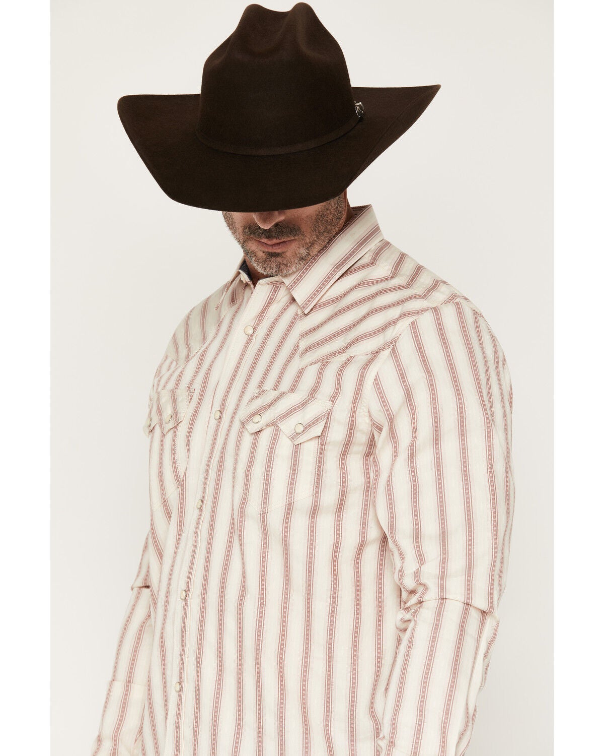 Image #2 - Moonshine Spirit&reg; Men's Ridge Dobby Stripe Print Long Sleeve Snap Western Shirt, Ivory, hi-res