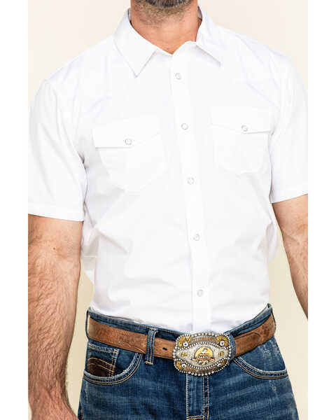 Image #4 - Gibson Men's Solid Short Sleeve Pearl Snap Western Shirt, White, hi-res