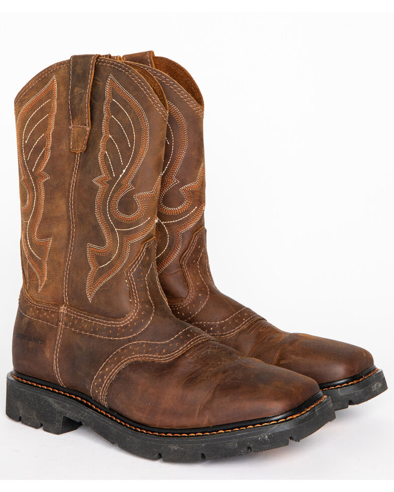 Cody James Men's Western Work Boots - Square Toe, Brown, hi-res
