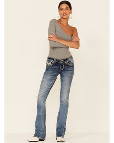 Rock Revival Women's Medium Wash Faded Silken Bootcut Jeans , Blue, hi-res