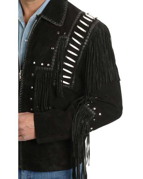 Image #2 - Liberty Wear Bone Fringed Leather Jacket, Black, hi-res