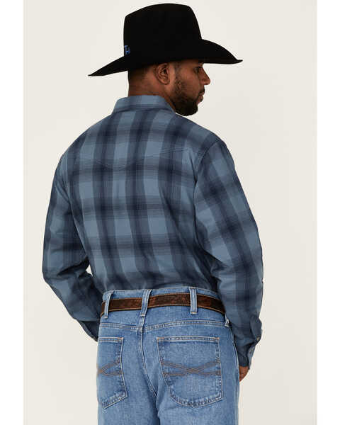 Image #5 - Blue Ranchwear Men's Large Plaid Long Sleeve Snap Western Shirt, Blue, hi-res