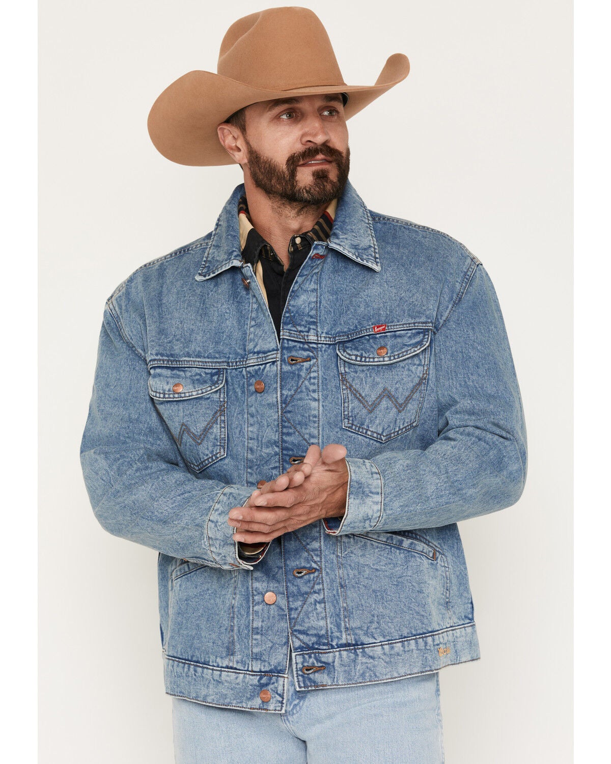 Image #4 - Wrangler X Coors Banquet Men's Embroidery Denim Jacket, Medium Wash, hi-res