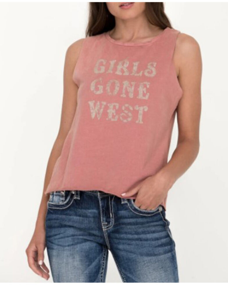 Miss Me Women's Blush Girls Gone West Muscle Tank Top, Blush, hi-res