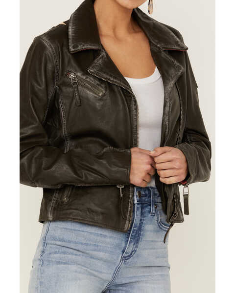 Image #3 - Mauritius Women's Christy Scatter Star Leather Jacket , Olive, hi-res