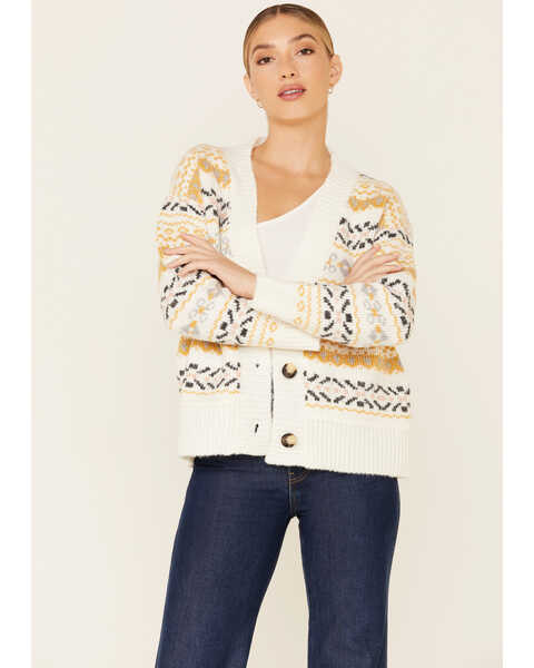Image #1 - Hem & Thread Women's Ivy Southwestern Jacquard Button Front Sweater , , hi-res