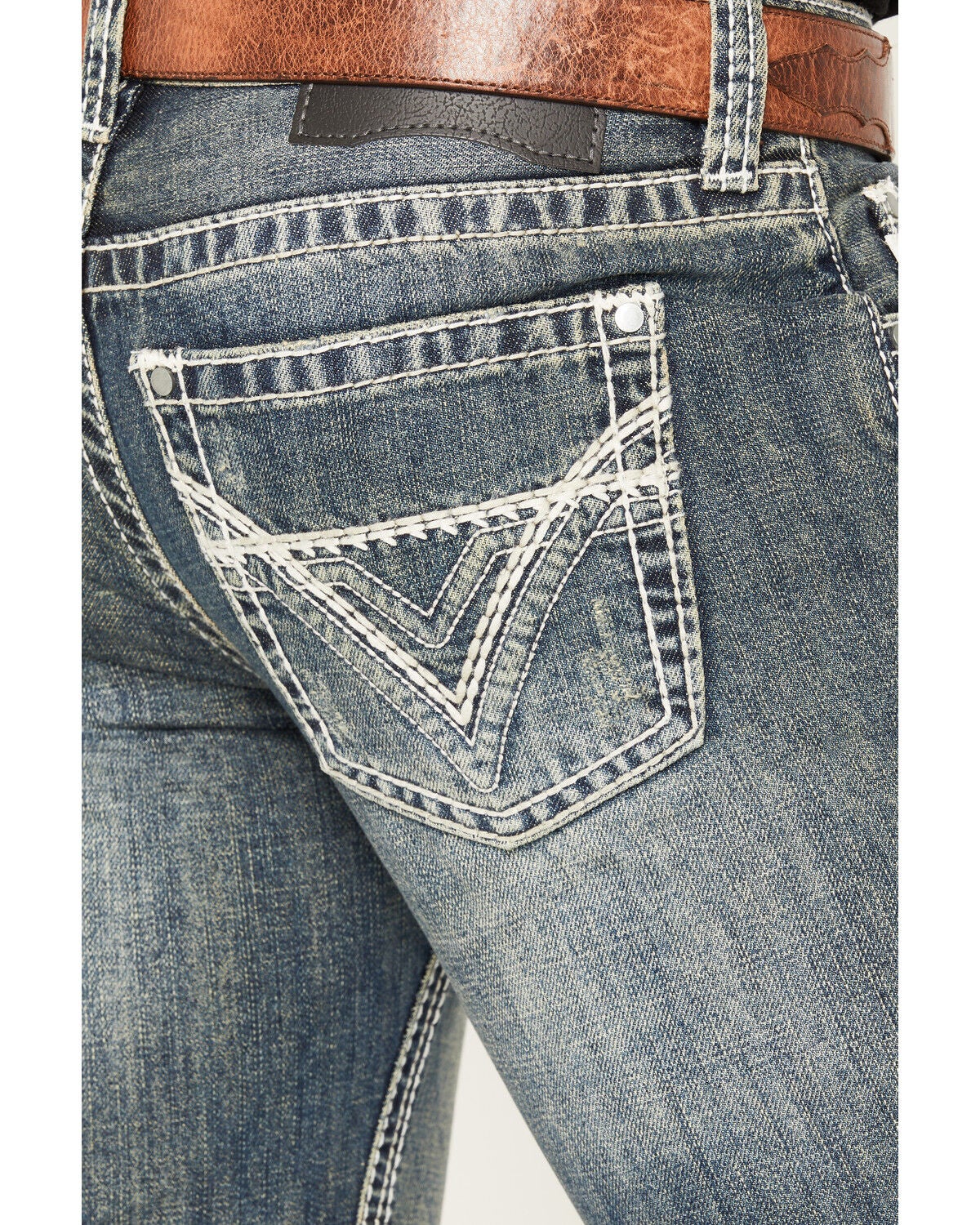 Image #4 - Rock & Roll Denim Men's Pistol Med Bootcut Jeans, Blue, hi-res