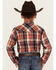Image #4 - Roper Boys' Plaid Print Long Sleeve Snap Western Flannel Shirt, Red, hi-res