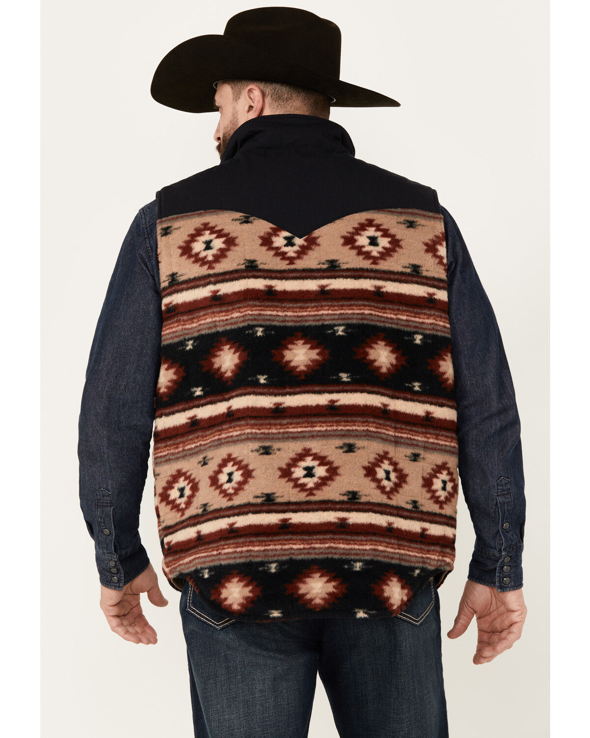 Image #4 - Cinch Men's Reversible Southwestern Print Quilted Vest, Khaki, hi-res