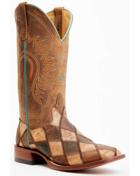 Image #1 - Horse Power Men's Patchwork Western Boots - Square Toe, Brown, hi-res