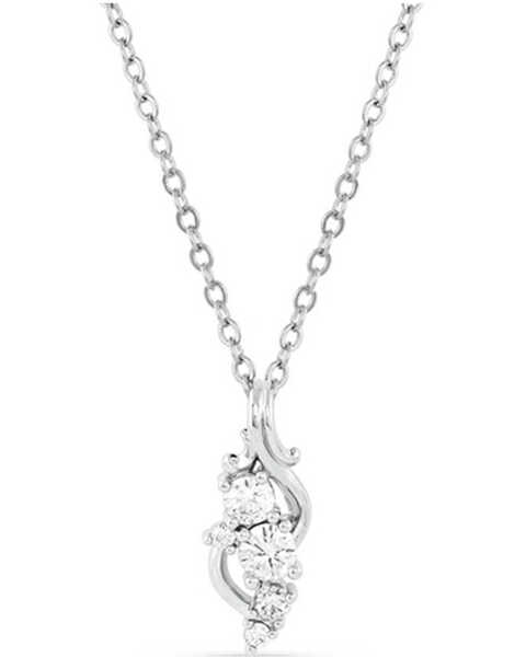 Montana Silversmiths Women's Fiery Ice Flower Necklace, Silver, hi-res