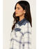 Image #3 - Idyllwind Women's Ethel Featherlight Plaid Print Long Sleeve Pearl Snap Western Shirt, Steel Blue, hi-res