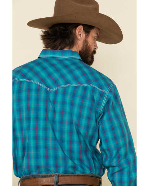 Image #5 - Wrangler 20X Men's Advanced Comfort Plaid Print Long Sleeve Western Shirt , Blue, hi-res