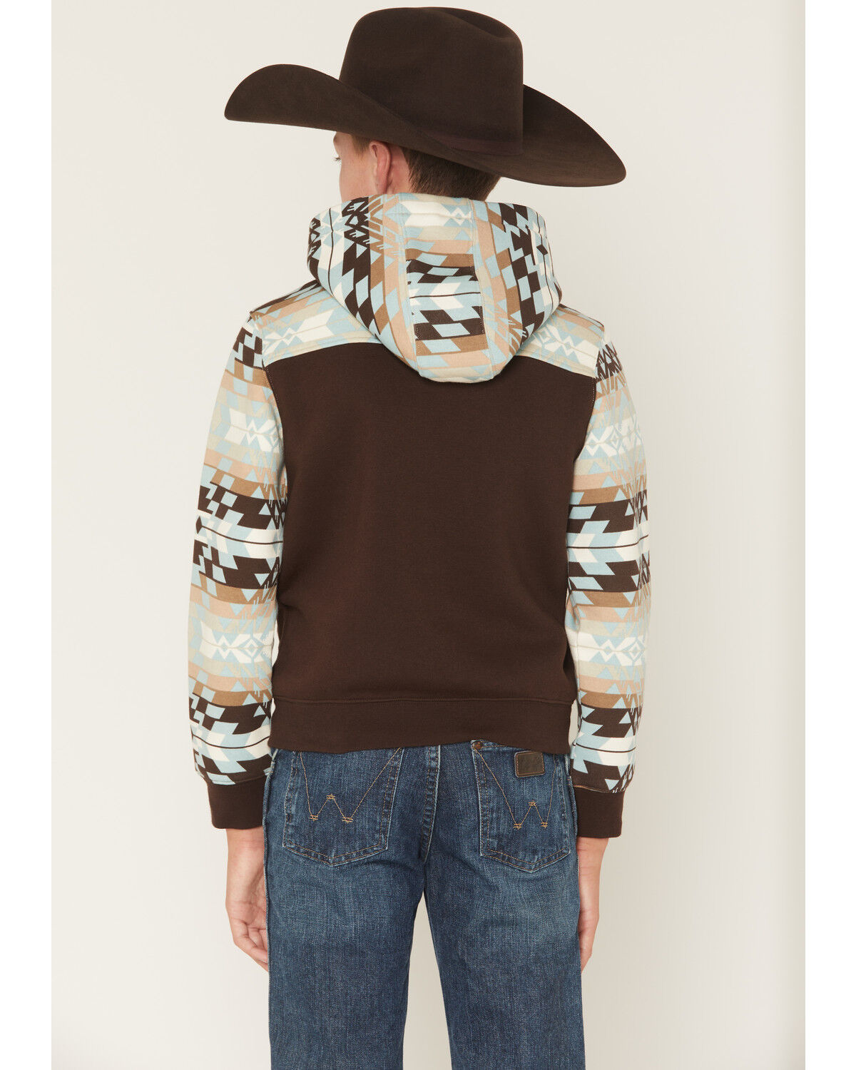 Image #4 - RANK 45® Boys' Dusted Southwestern Colorblock Hooded Sweatshirt, Coffee, hi-res