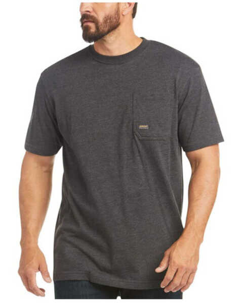 Image #1 - Ariat Men's Charcoal Heather Rebar Cotton Strong American Raptor Graphic Work T-Shirt, Charcoal, hi-res