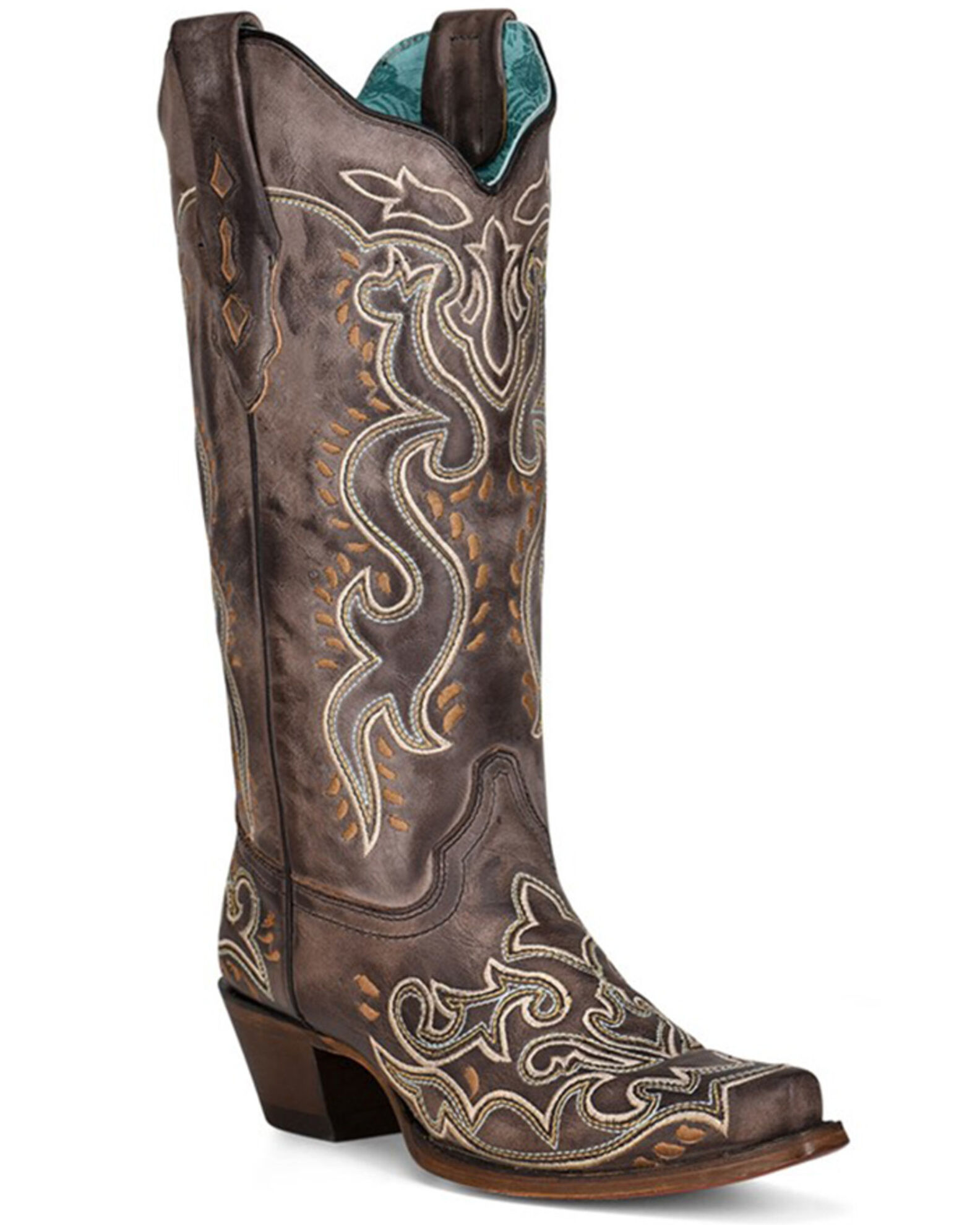 Corral Women s Brown Embroidery Western Boots Snip Toe Country