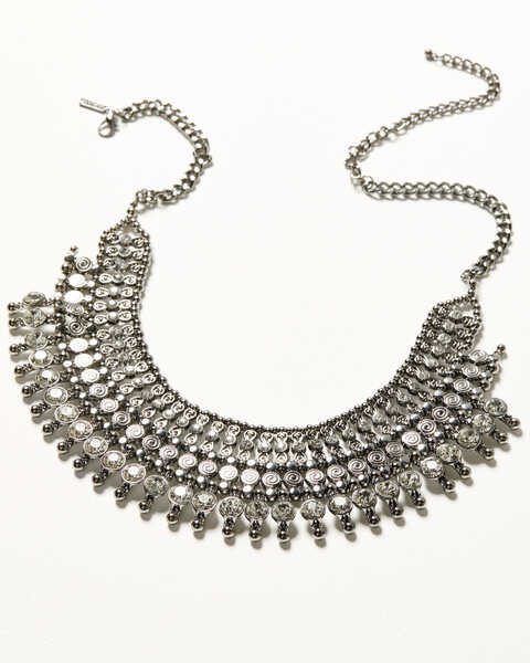 Shyanne Women's Enchanted Forest Pewter Bib Necklace, Pewter, hi-res