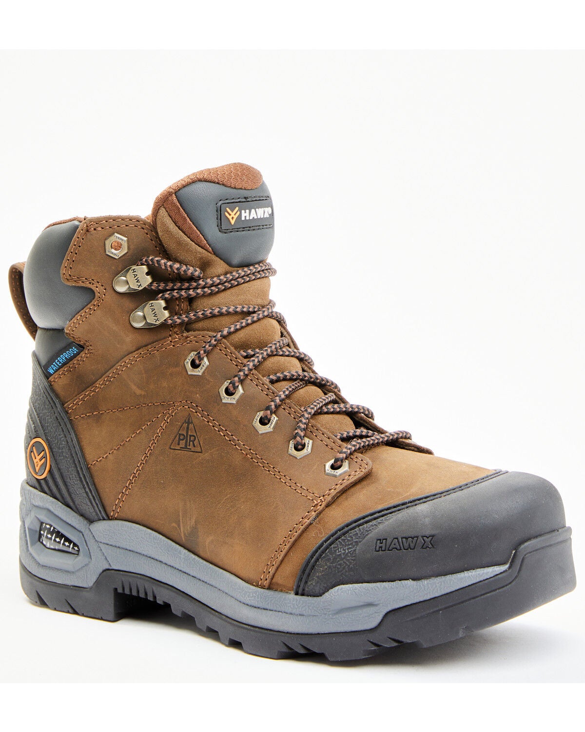 Hawx Men's 6" Lace-To-Toe Crazy Horse Waterproof Work Boots - Soft Toe, Brown, hi-res