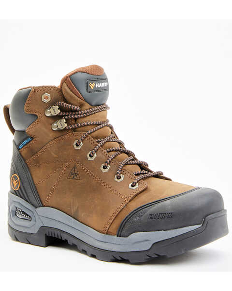 Hawx Men's Lace To Toe Tychee Crazy Horse Waterproof Work Boots - Round Toe, Brown, hi-res