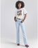 Image #2 - Wrangler® X Barbie™ Women's Light Wash High Rise Westward Pink Patch Stretch Bootcut Jeans, , hi-res