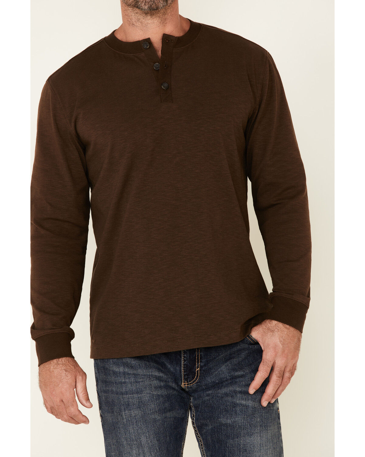 Brown henley mens Clearance