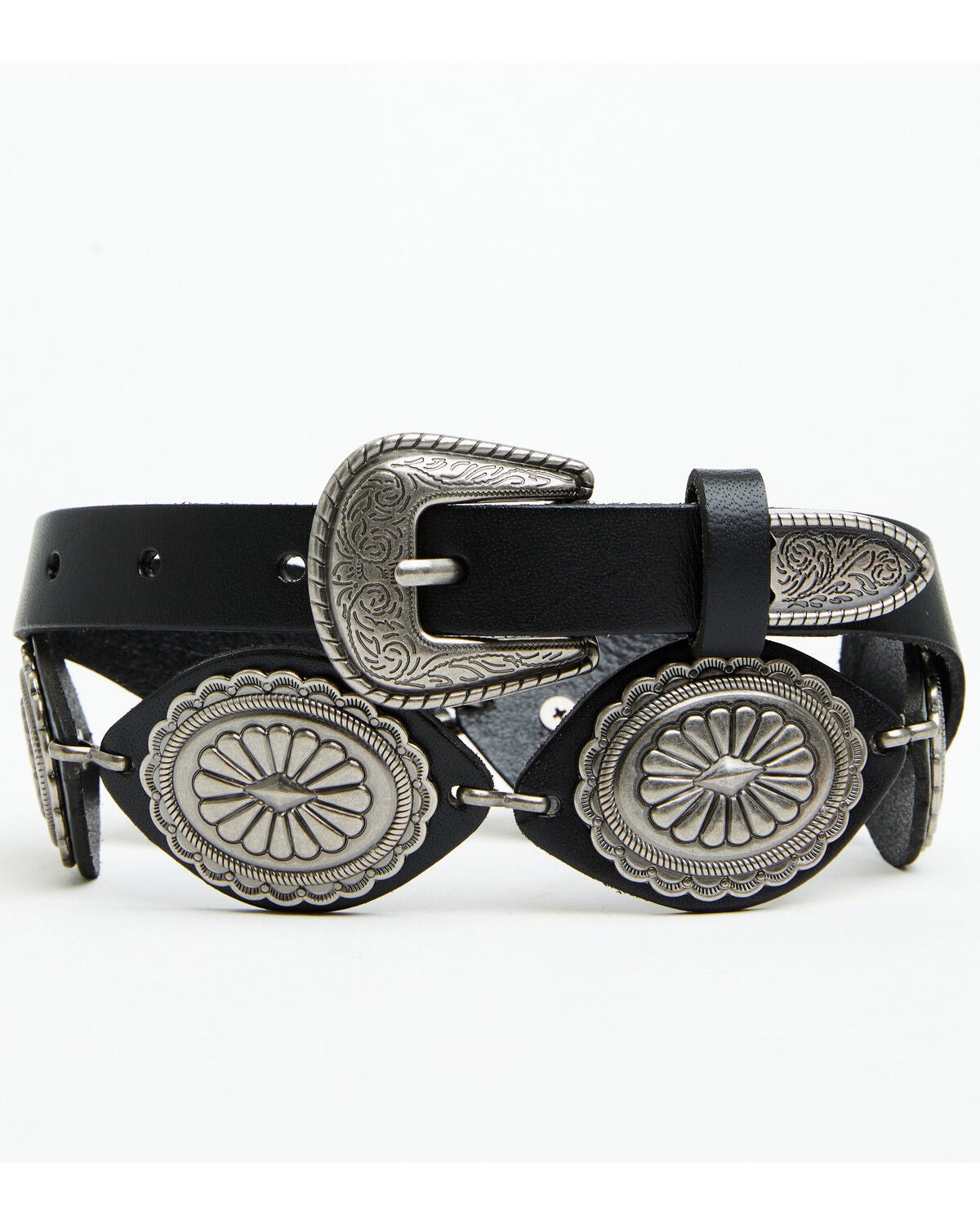 Image #2 - Idyllwind Women's Almonte Leather Concho Medallion Chain Belt, Black, hi-res