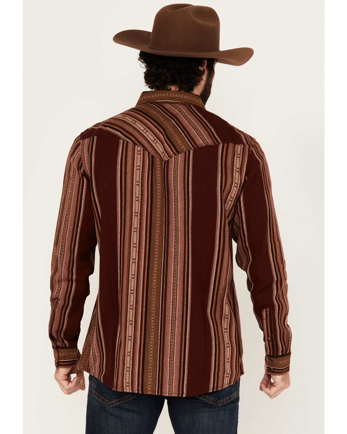 Image #4 - Moonshine Spirit Men's Whiskey Tango Striped Long Sleeve Snap Western Shirt, Burgundy, hi-res